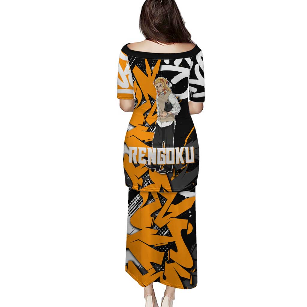 Kyojuro Rengoku Demon Slayer Puletasi Orange & Black Graffiti Anime