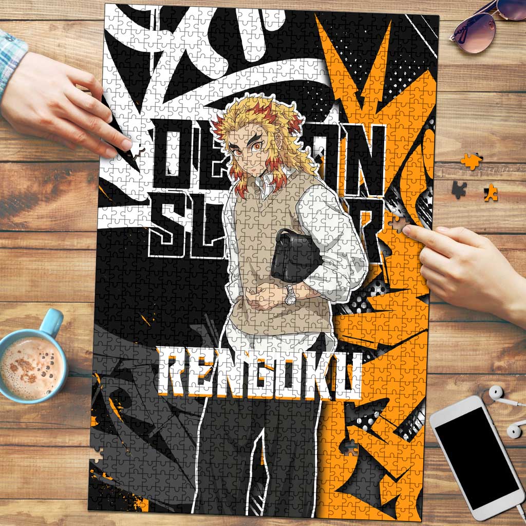 Kyojuro Rengoku Demon Slayer Puzzle Orange & Black Graffiti Anime