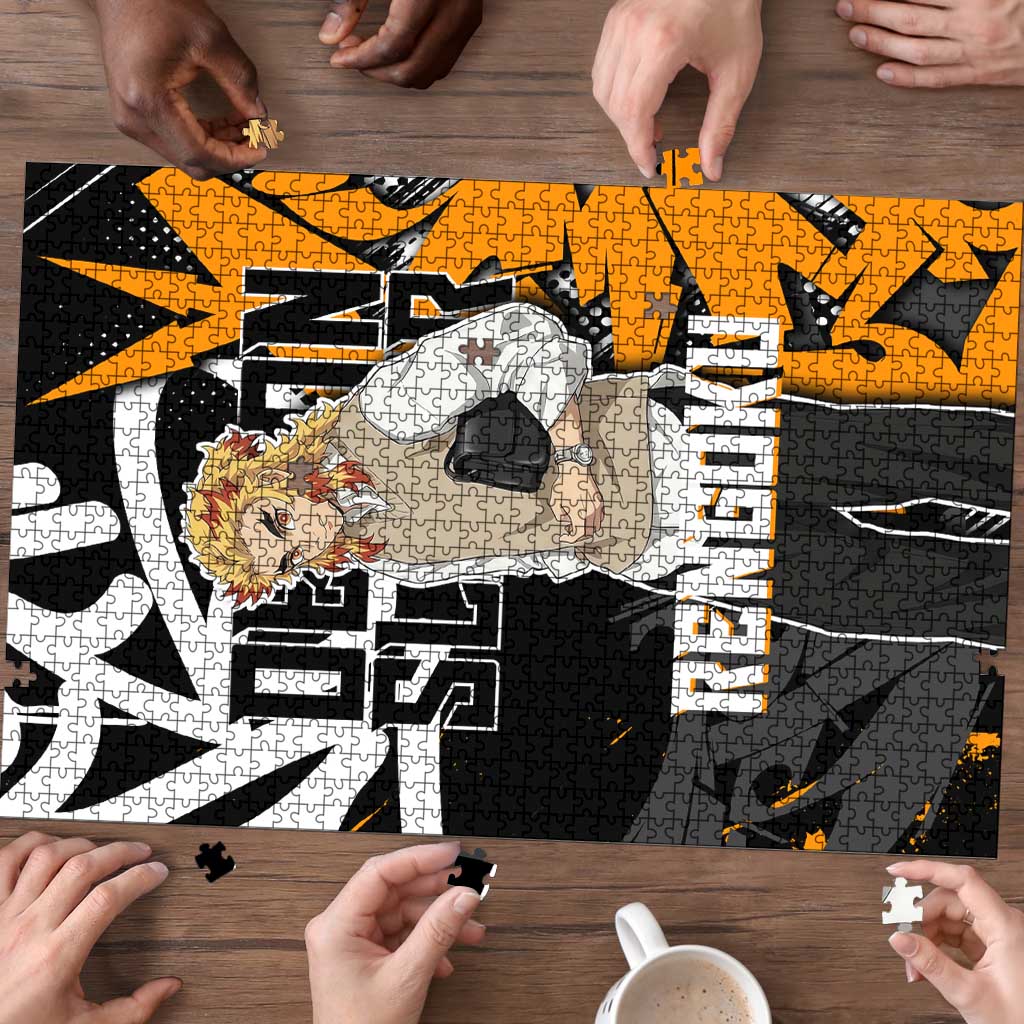 Kyojuro Rengoku Demon Slayer Puzzle Orange & Black Graffiti Anime