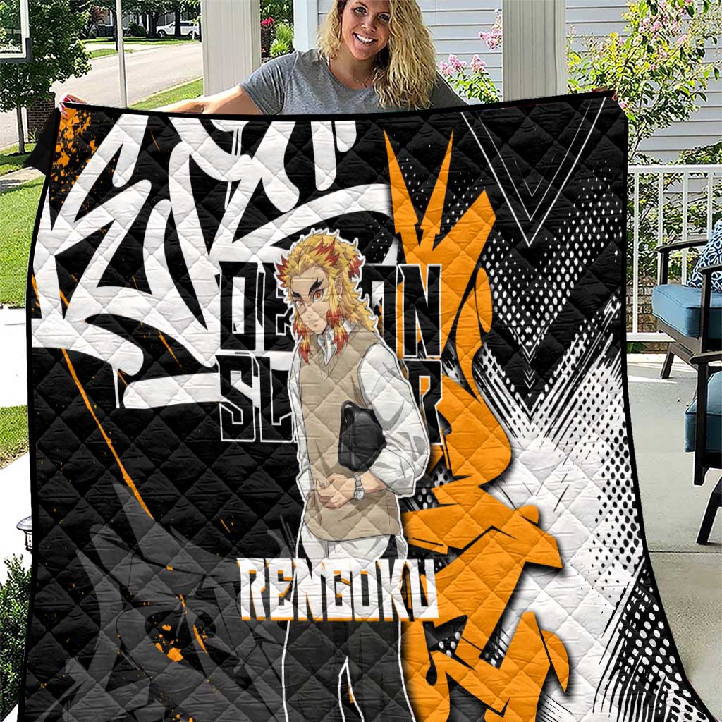 Kyojuro Rengoku Demon Slayer Quilt Orange & Black Graffiti Anime