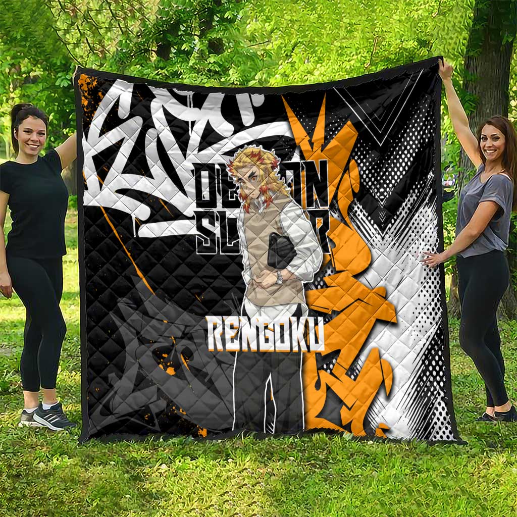 Kyojuro Rengoku Demon Slayer Quilt Orange & Black Graffiti Anime