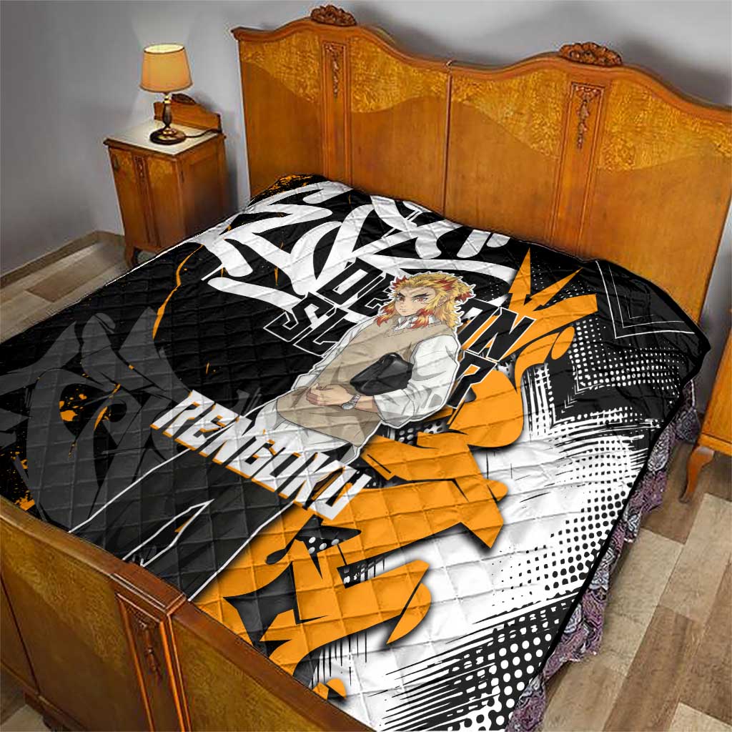 Kyojuro Rengoku Demon Slayer Quilt Orange & Black Graffiti Anime