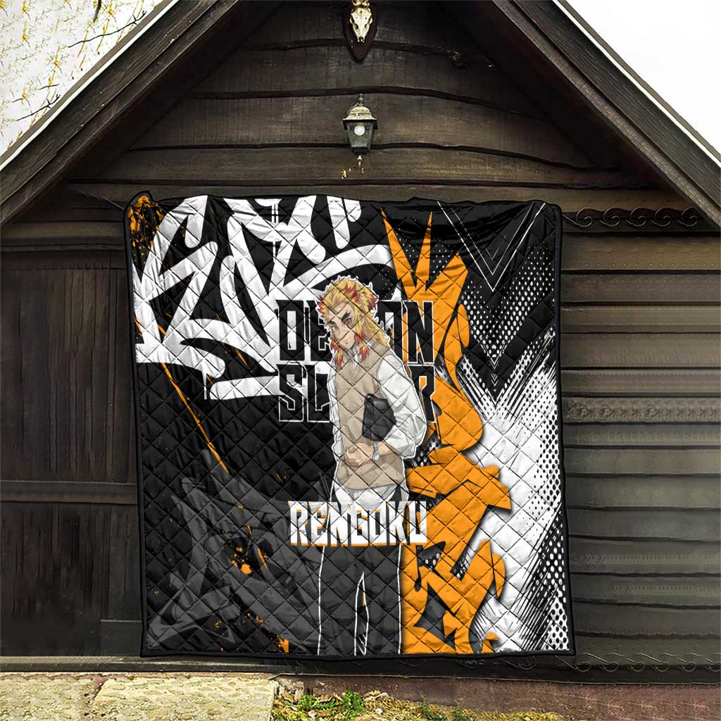 Kyojuro Rengoku Demon Slayer Quilt Orange & Black Graffiti Anime