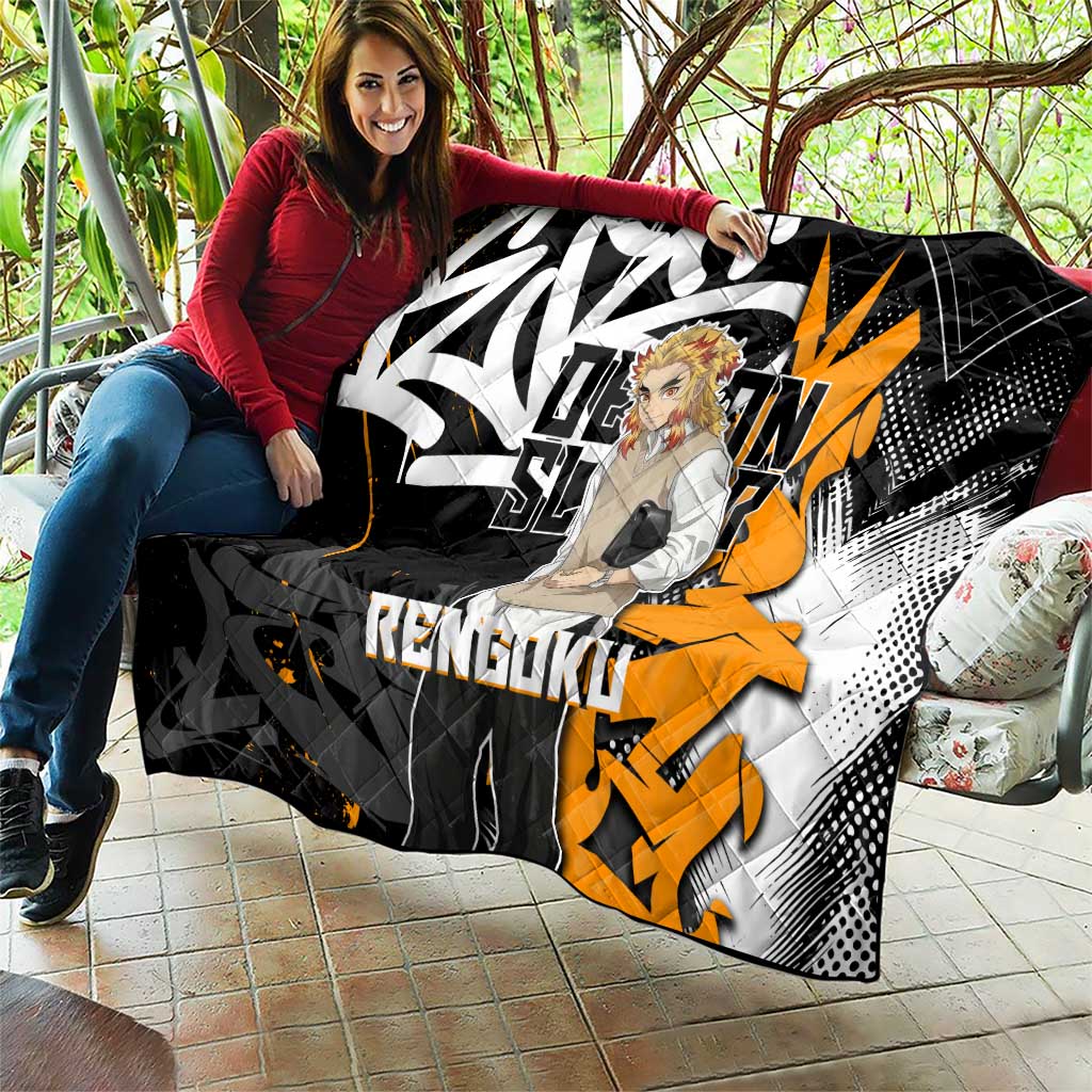 Kyojuro Rengoku Demon Slayer Quilt Orange & Black Graffiti Anime