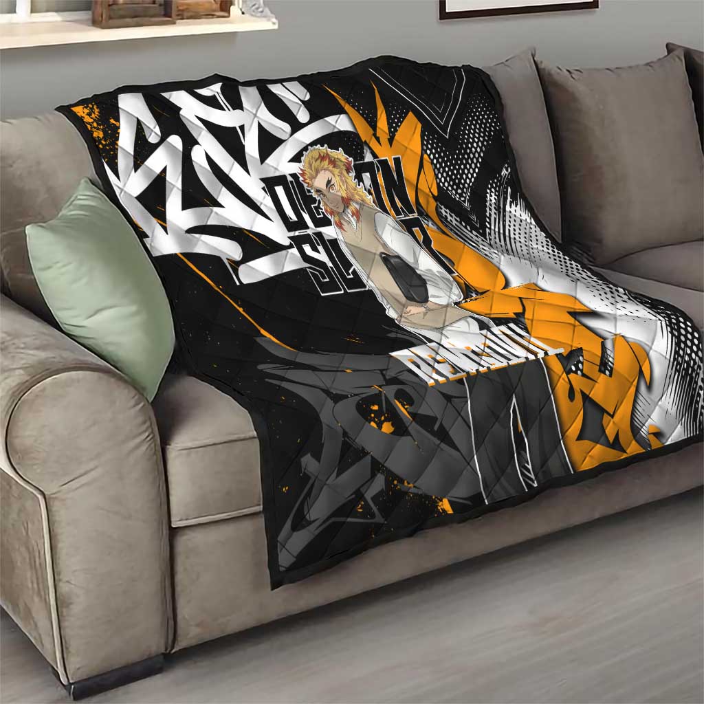 Kyojuro Rengoku Demon Slayer Quilt Orange & Black Graffiti Anime