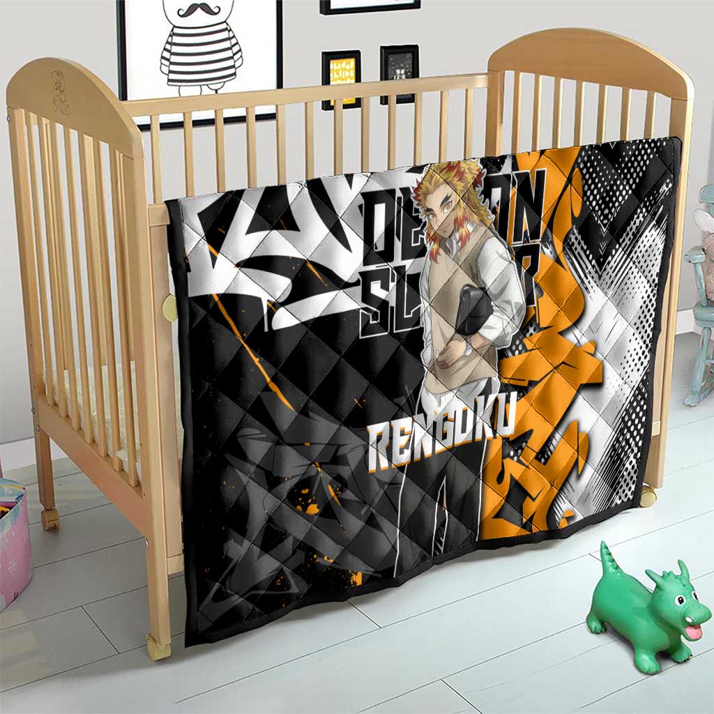 Kyojuro Rengoku Demon Slayer Quilt Orange & Black Graffiti Anime