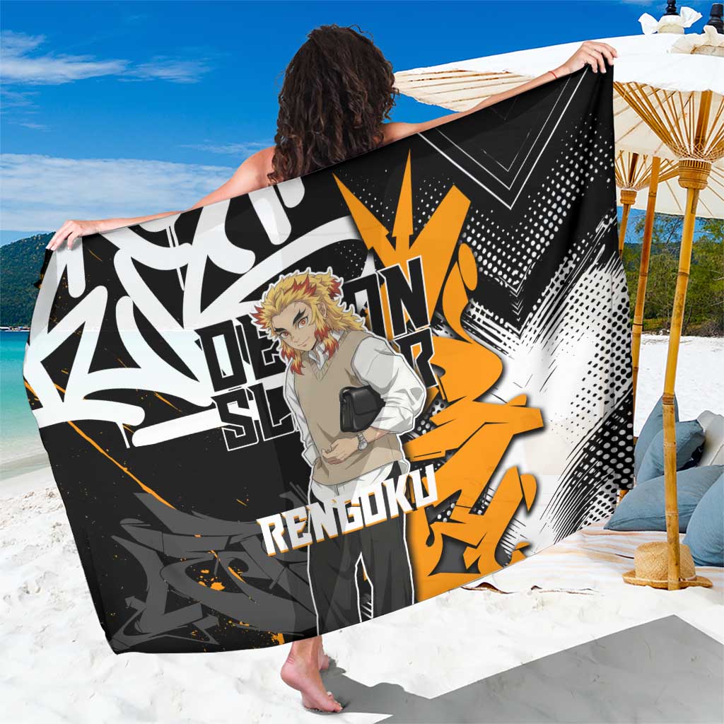 Kyojuro Rengoku Demon Slayer Sarong Orange & Black Graffiti Anime