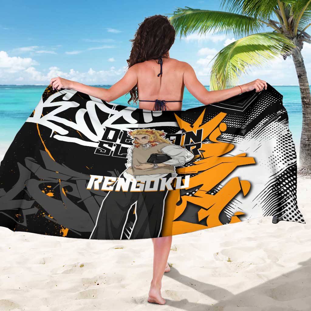 Kyojuro Rengoku Demon Slayer Sarong Orange & Black Graffiti Anime