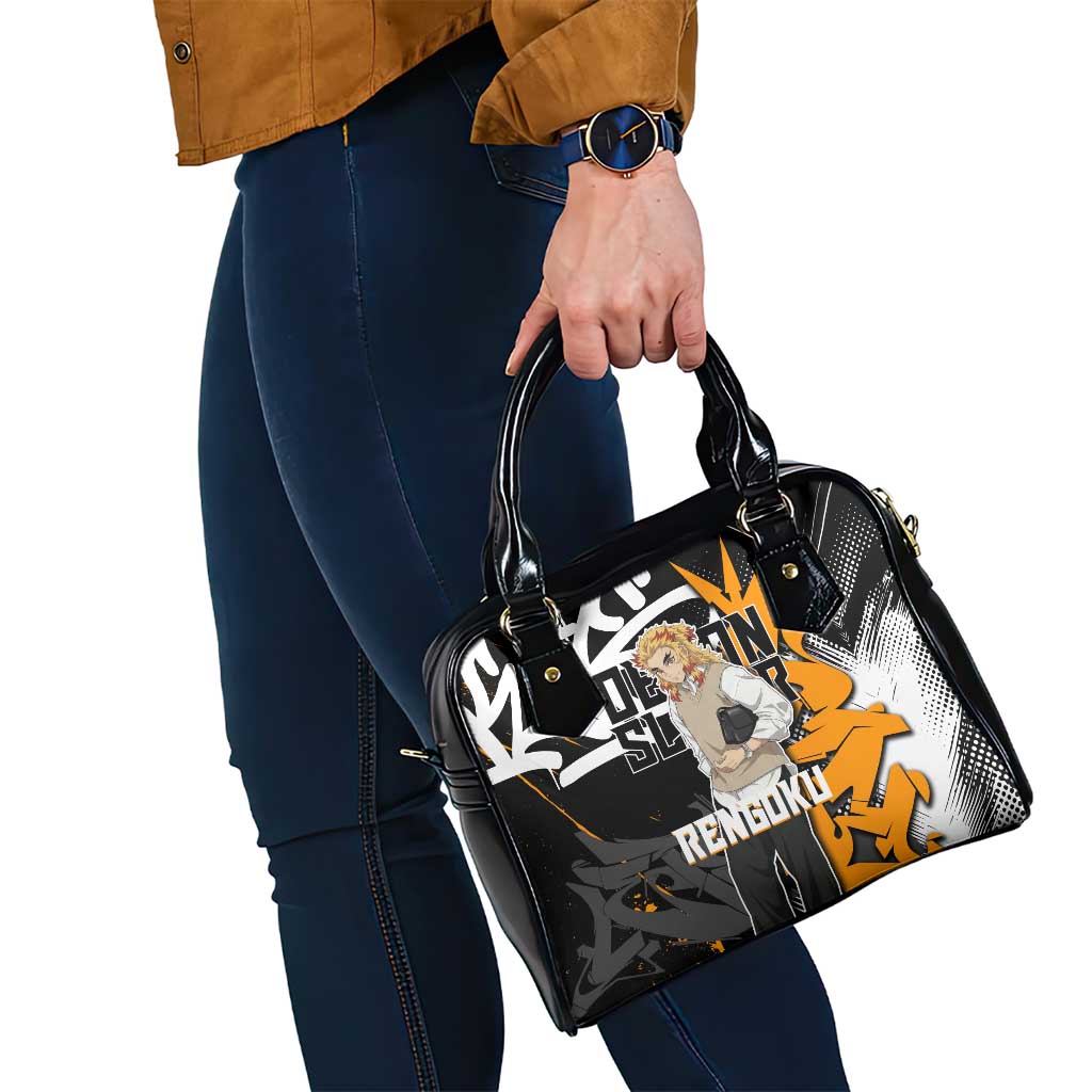 Kyojuro Rengoku Demon Slayer Shoulder Handbag Orange & Black Graffiti Anime