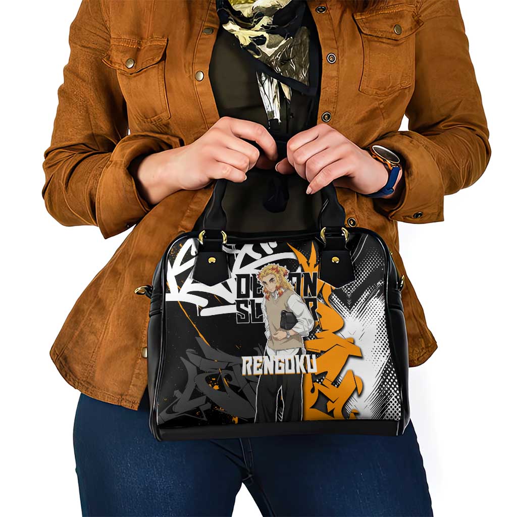 Kyojuro Rengoku Demon Slayer Shoulder Handbag Orange & Black Graffiti Anime