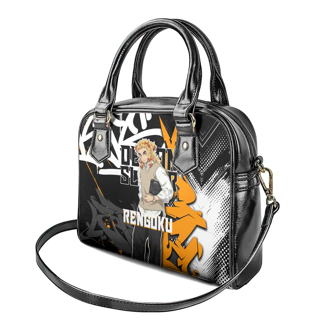 Kyojuro Rengoku Demon Slayer Shoulder Handbag Orange & Black Graffiti Anime