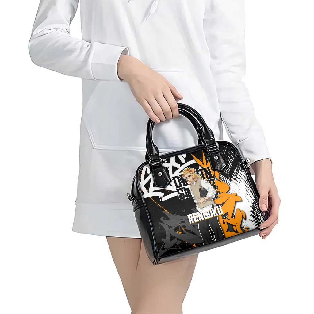 Kyojuro Rengoku Demon Slayer Shoulder Handbag Orange & Black Graffiti Anime