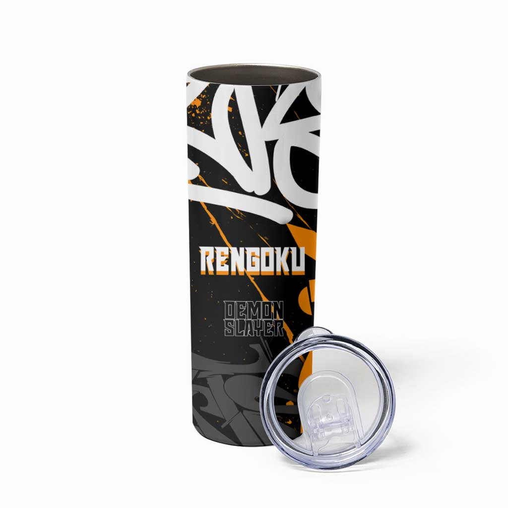Kyojuro Rengoku Demon Slayer Skinny Tumbler Orange & Black Graffiti Anime