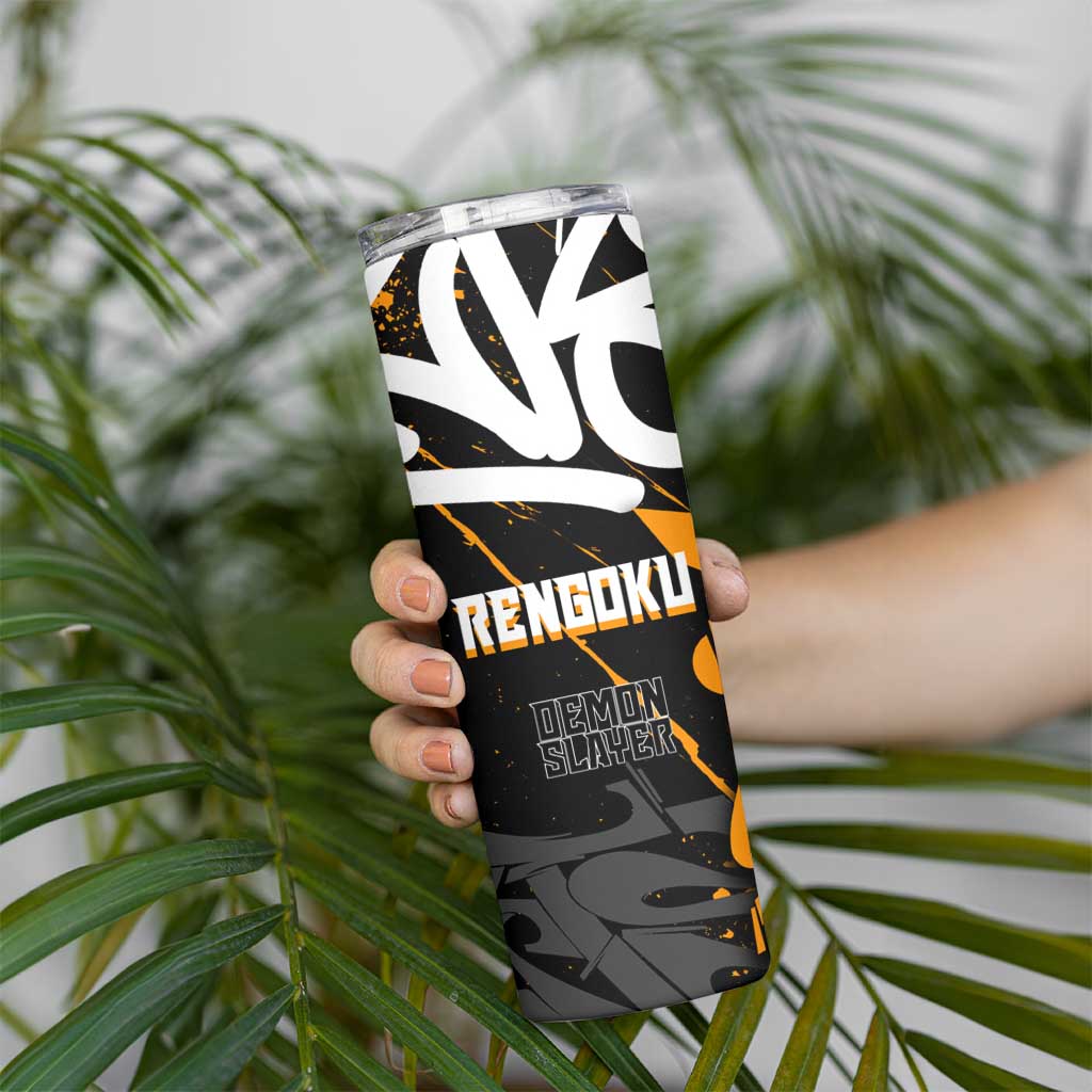 Kyojuro Rengoku Demon Slayer Skinny Tumbler Orange & Black Graffiti Anime