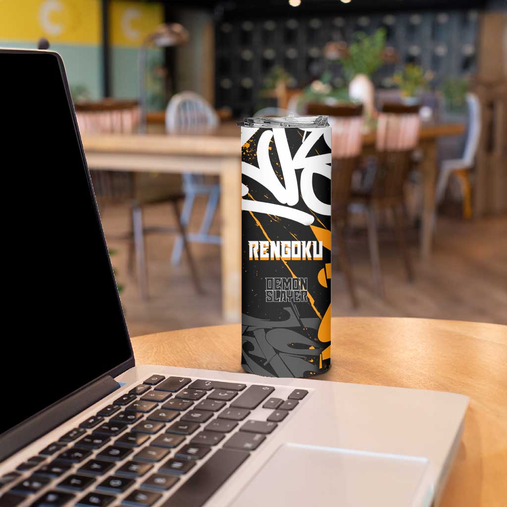 Kyojuro Rengoku Demon Slayer Skinny Tumbler Orange & Black Graffiti Anime