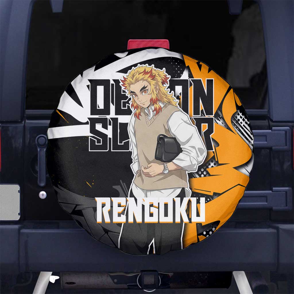 Kyojuro Rengoku Demon Slayer Spare Tire Cover Orange & Black Graffiti Anime