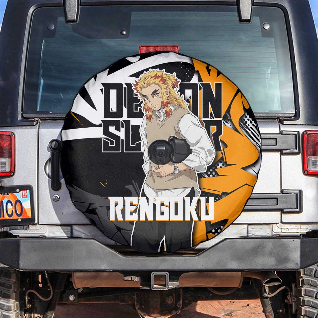 Kyojuro Rengoku Demon Slayer Spare Tire Cover Orange & Black Graffiti Anime