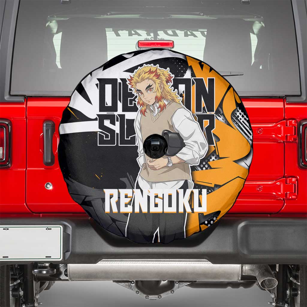 Kyojuro Rengoku Demon Slayer Spare Tire Cover Orange & Black Graffiti Anime