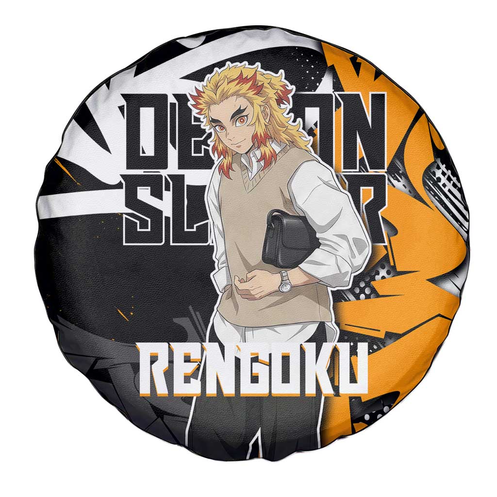 Kyojuro Rengoku Demon Slayer Spare Tire Cover Orange & Black Graffiti Anime
