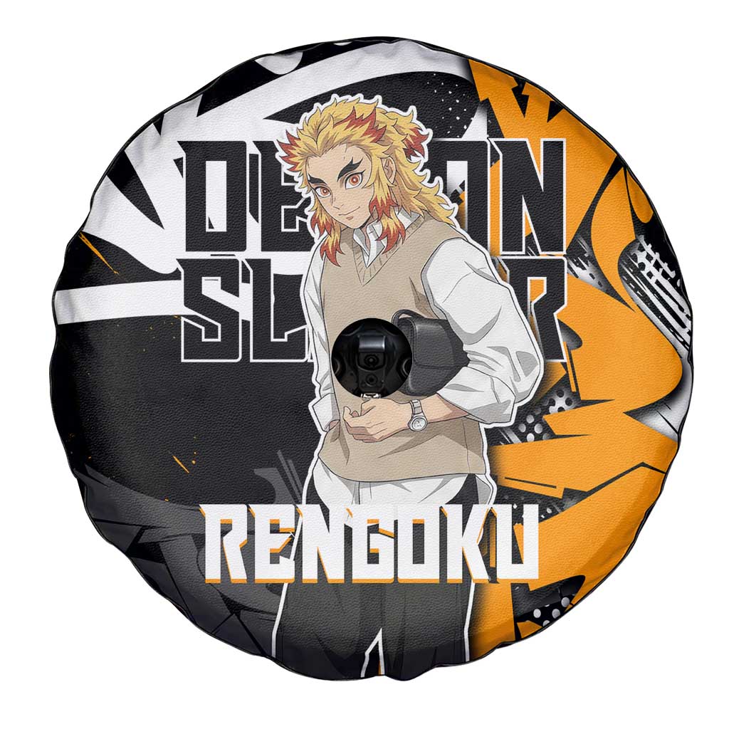 Kyojuro Rengoku Demon Slayer Spare Tire Cover Orange & Black Graffiti Anime