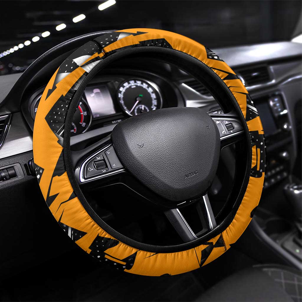 Kyojuro Rengoku Demon Slayer Steering Wheel Cover Orange & Black Graffiti Anime