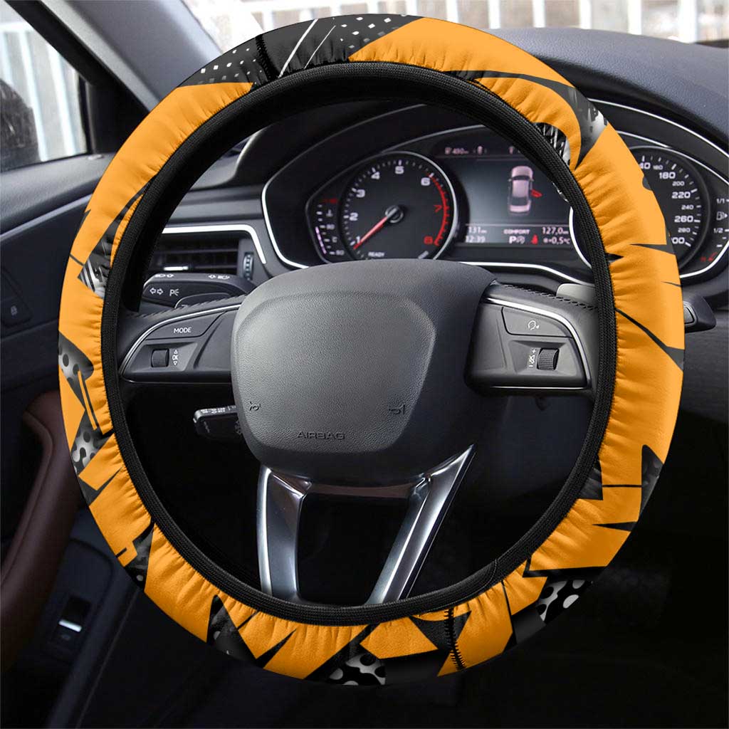 Kyojuro Rengoku Demon Slayer Steering Wheel Cover Orange & Black Graffiti Anime