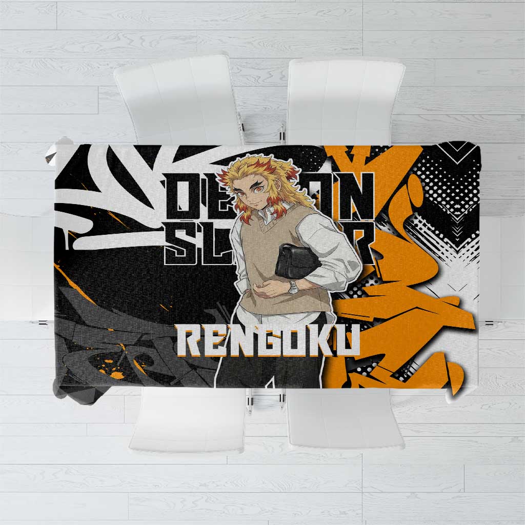 Kyojuro Rengoku Demon Slayer Tablecloth Orange & Black Graffiti Anime