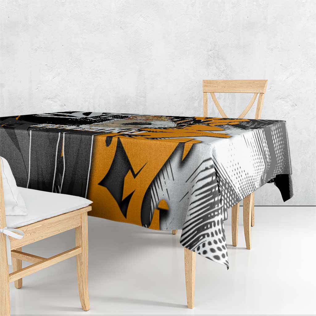 Kyojuro Rengoku Demon Slayer Tablecloth Orange & Black Graffiti Anime