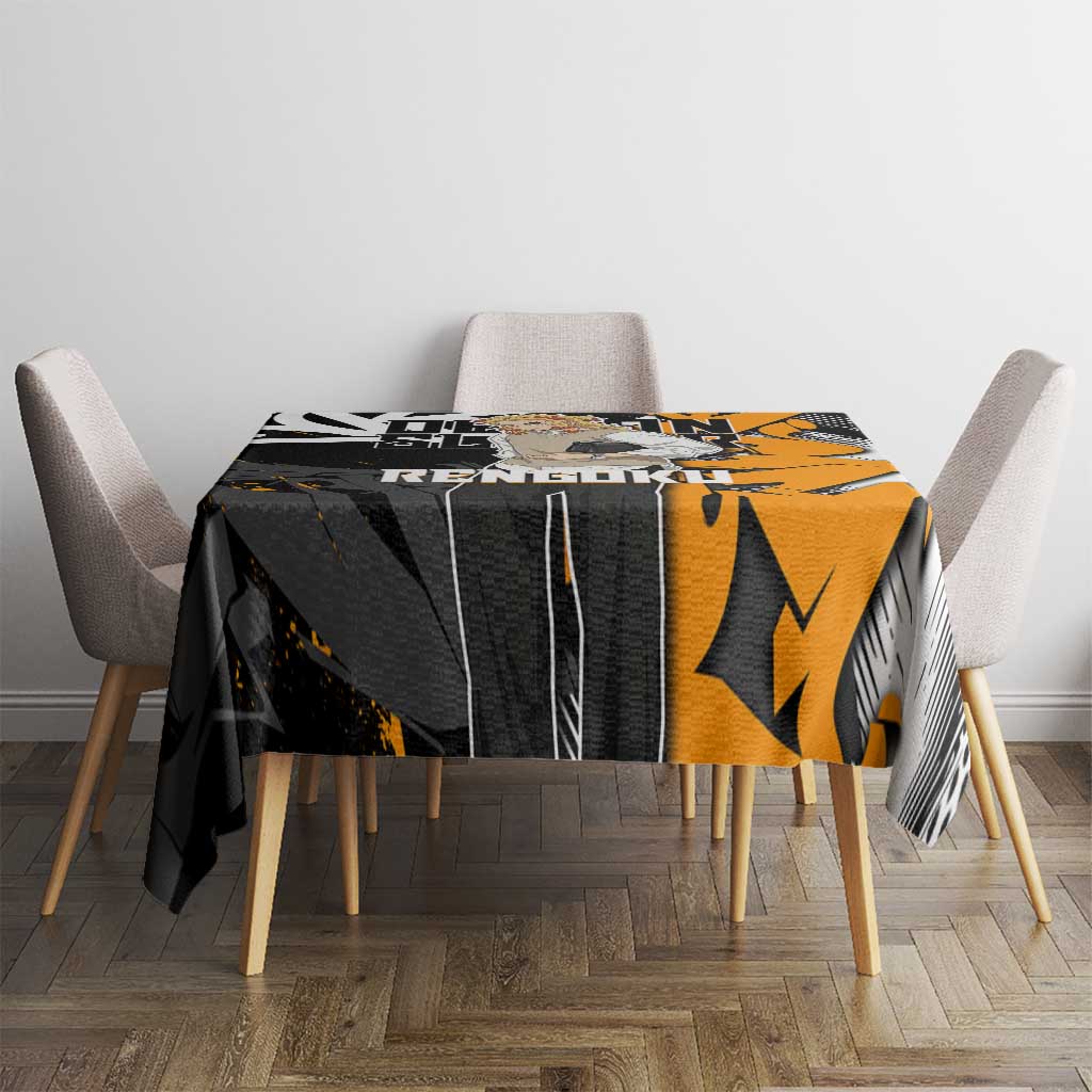 Kyojuro Rengoku Demon Slayer Tablecloth Orange & Black Graffiti Anime