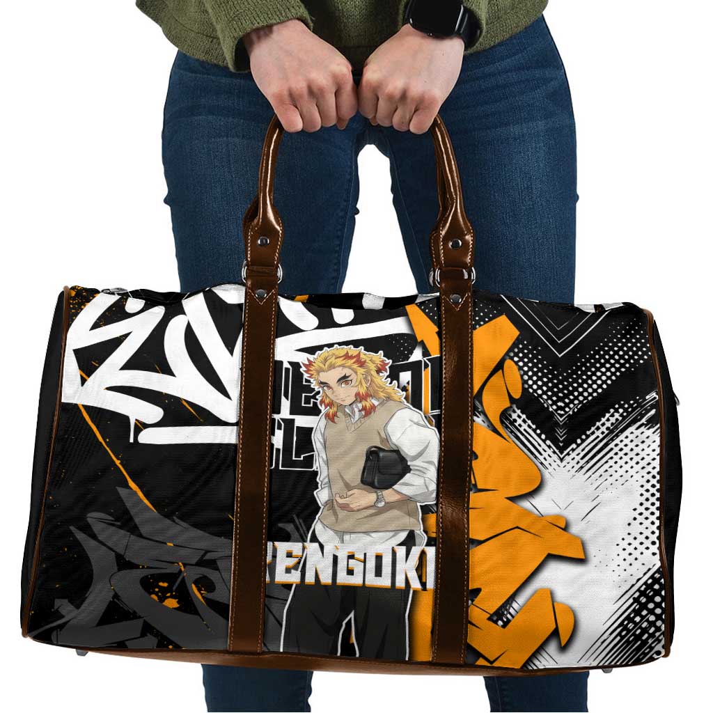 Kyojuro Rengoku Demon Slayer Travel Bag Orange & Black Graffiti Anime