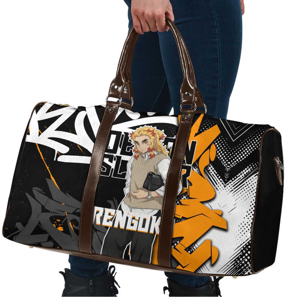 Kyojuro Rengoku Demon Slayer Travel Bag Orange & Black Graffiti Anime