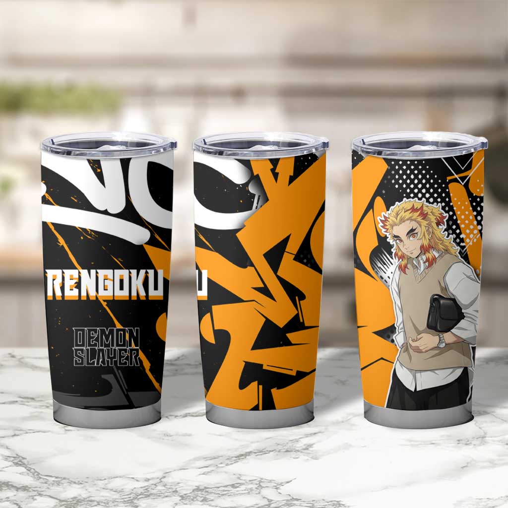 Kyojuro Rengoku Demon Slayer Tumbler Cup Orange & Black Graffiti Anime