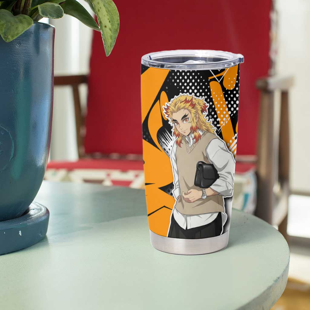 Kyojuro Rengoku Demon Slayer Tumbler Cup Orange & Black Graffiti Anime