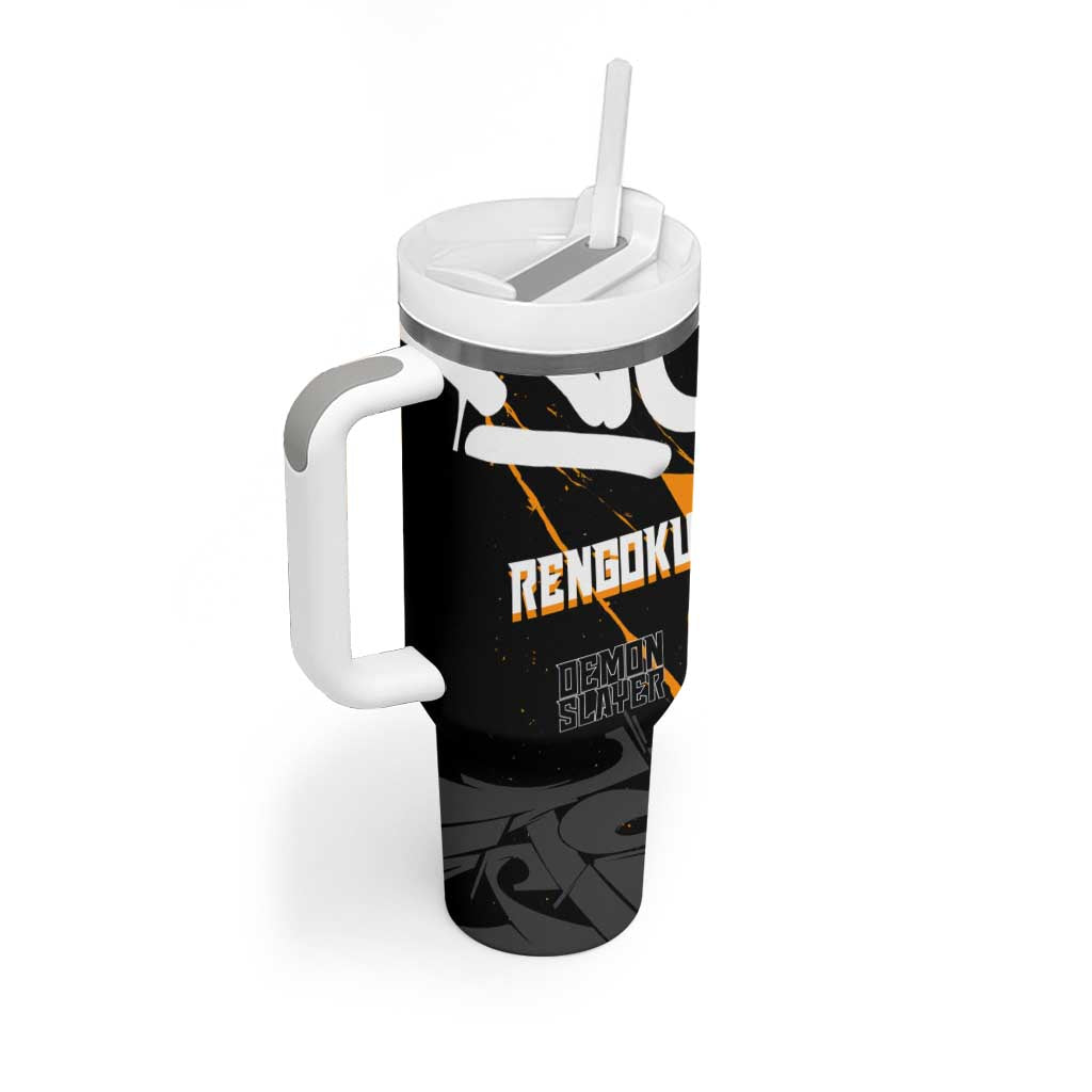 Kyojuro Rengoku Demon Slayer Tumbler With Handle Orange & Black Graffiti Anime