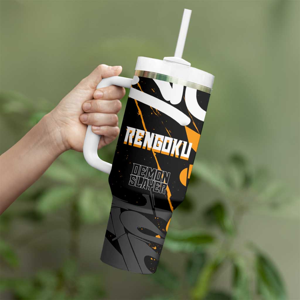 Kyojuro Rengoku Demon Slayer Tumbler With Handle Orange & Black Graffiti Anime