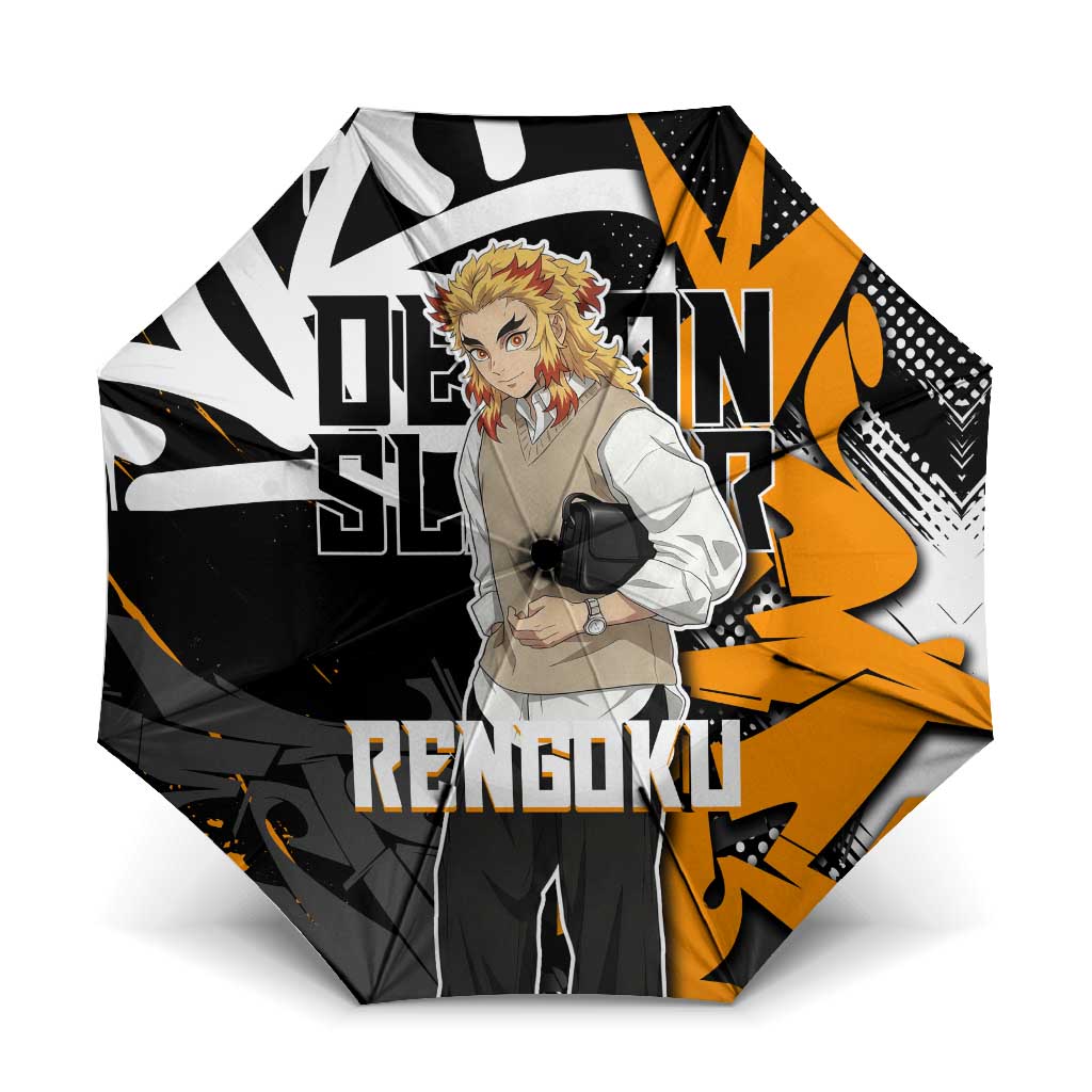 Kyojuro Rengoku Demon Slayer Umbrella Orange & Black Graffiti Anime