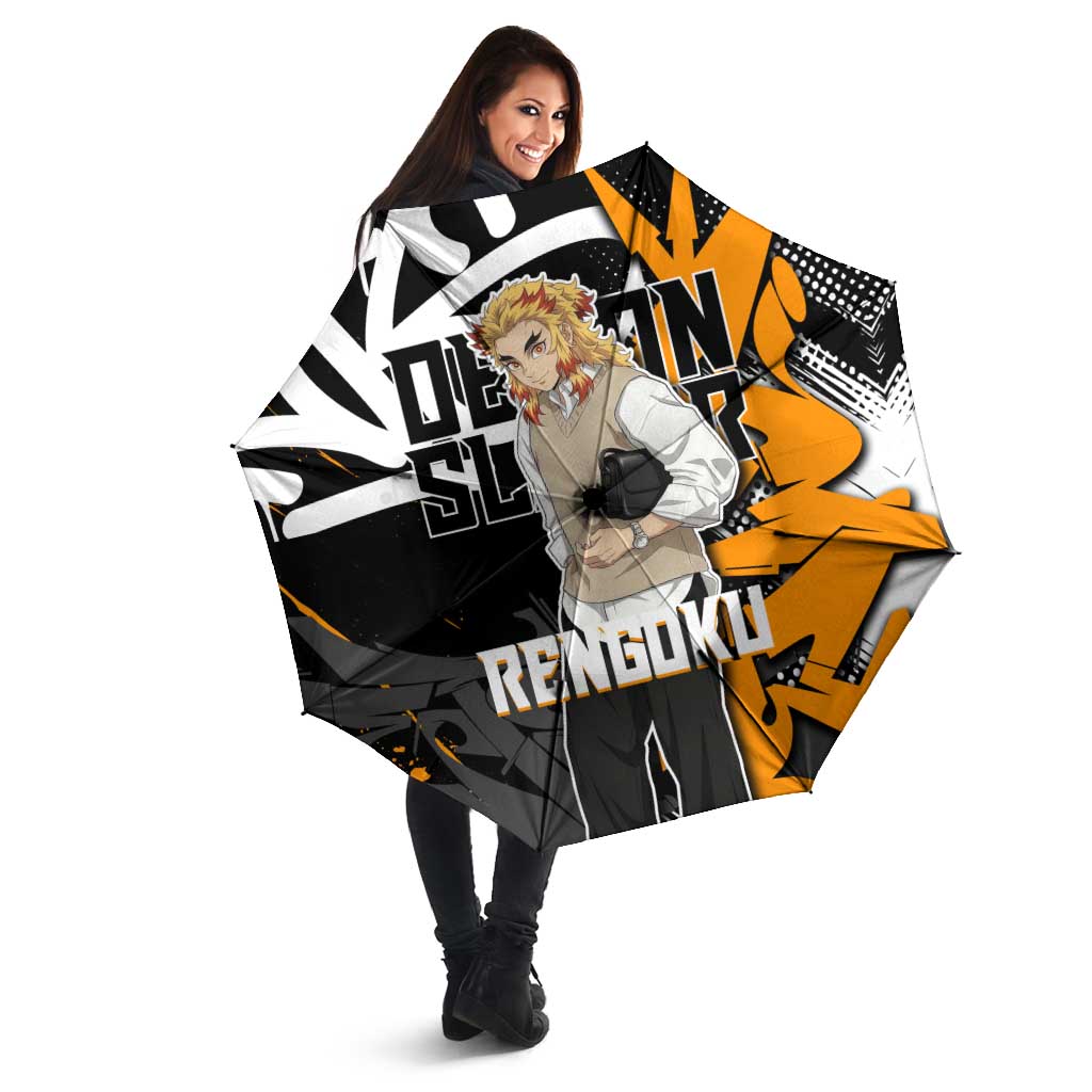 Kyojuro Rengoku Demon Slayer Umbrella Orange & Black Graffiti Anime