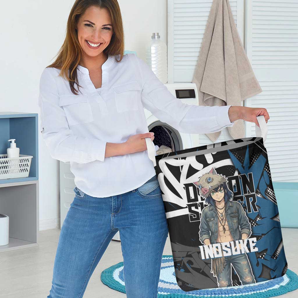 Hashibira Inosuke Demon Slayer Laundry Basket Blue & Black Graffiti Anime