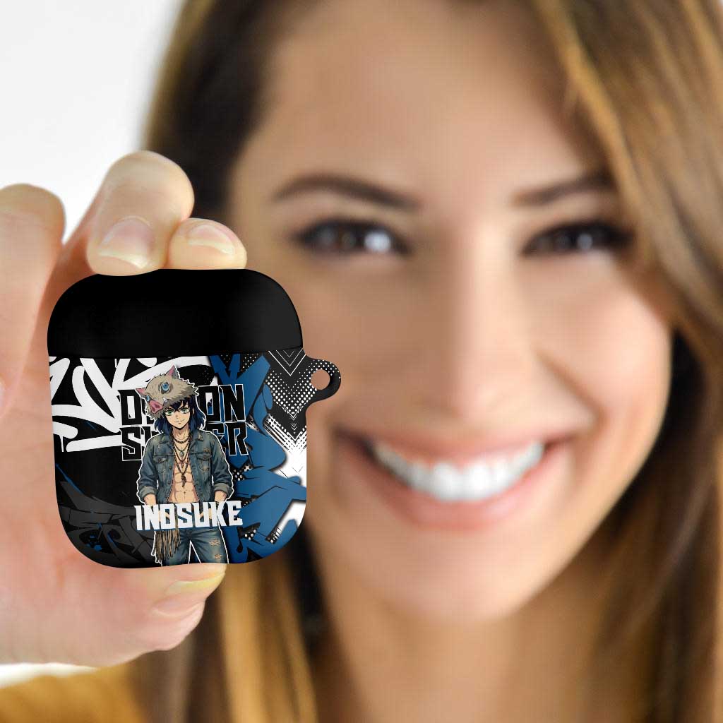 Hashibira Inosuke Demon Slayer AirPods Case Blue & Black Graffiti Anime