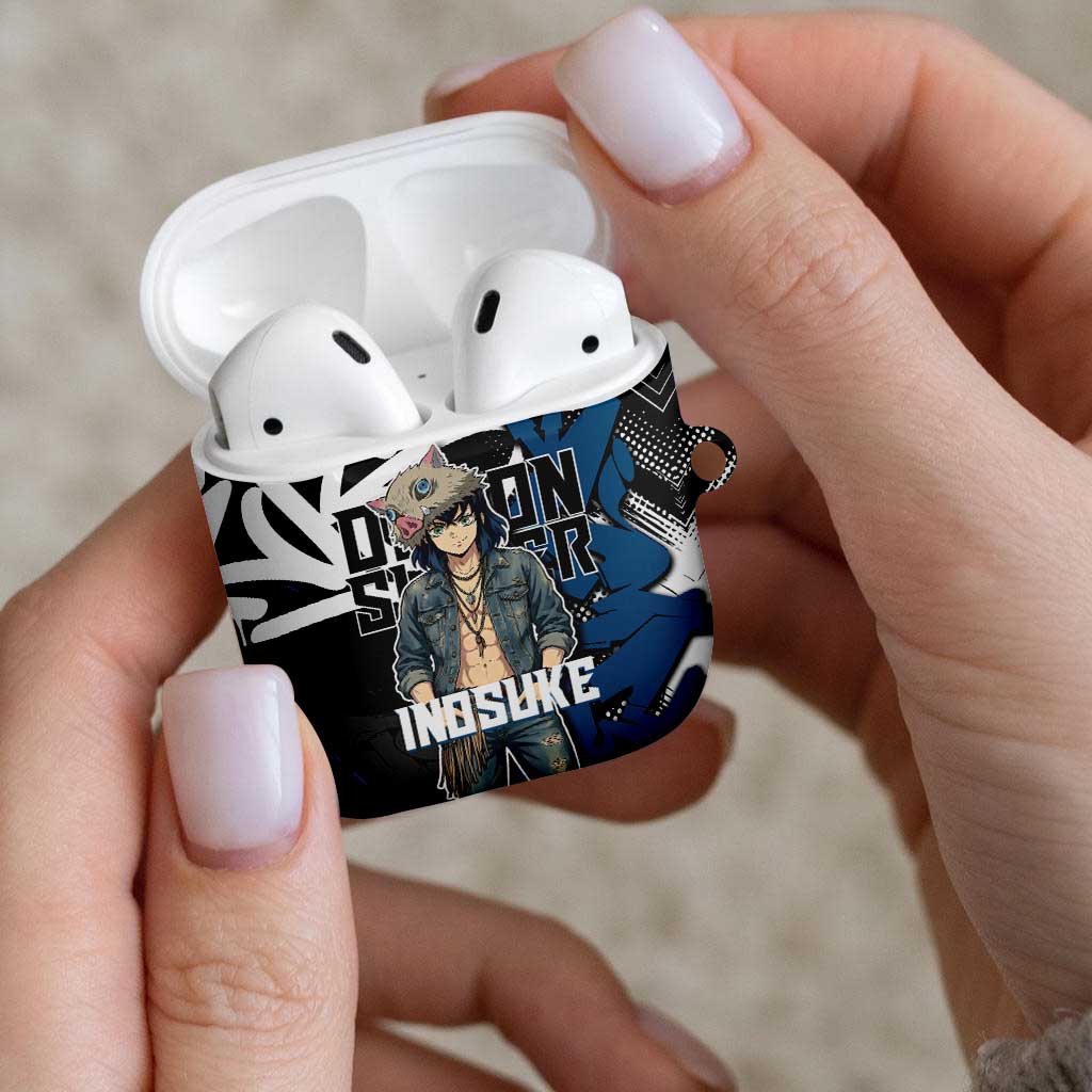 Hashibira Inosuke Demon Slayer AirPods Case Blue & Black Graffiti Anime