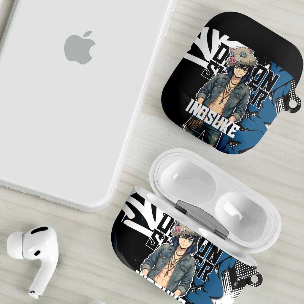 Hashibira Inosuke Demon Slayer AirPods Case Blue & Black Graffiti Anime