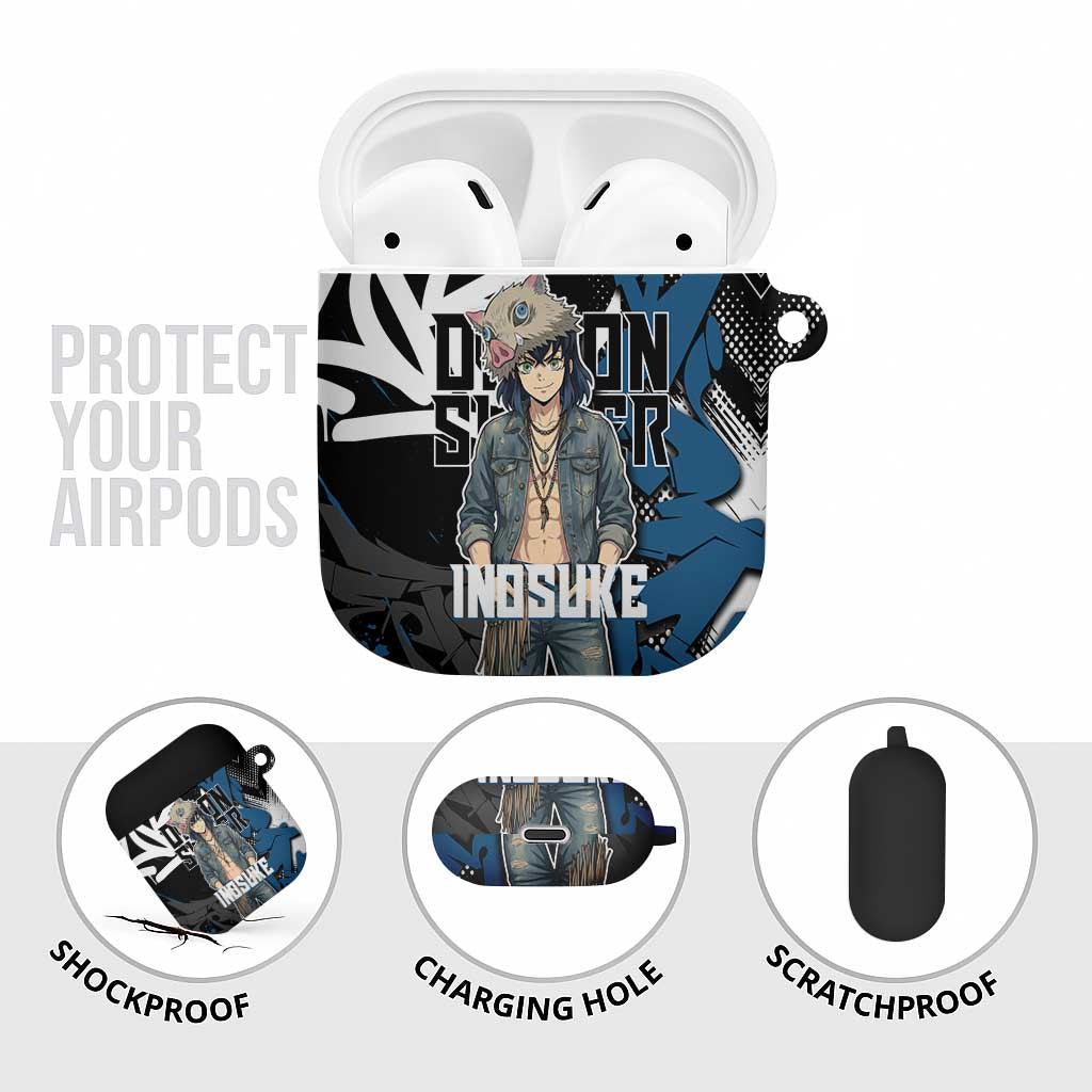 Hashibira Inosuke Demon Slayer AirPods Case Blue & Black Graffiti Anime