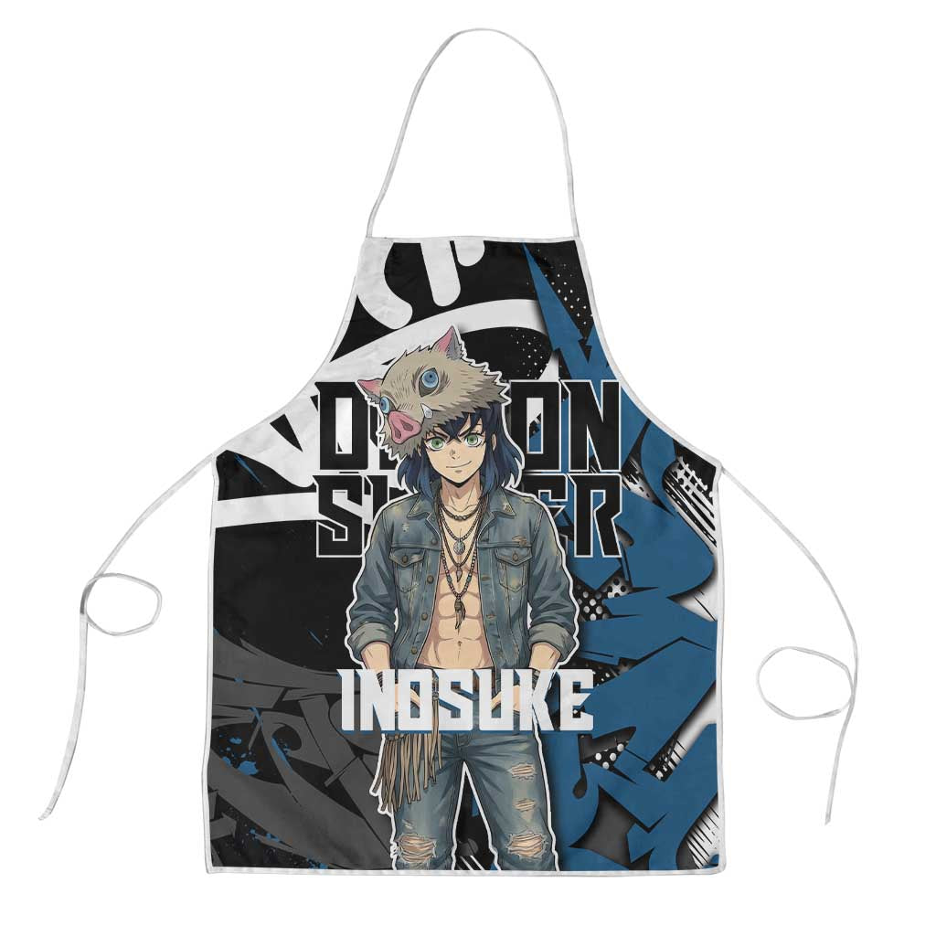 Hashibira Inosuke Demon Slayer Apron Blue & Black Graffiti Anime