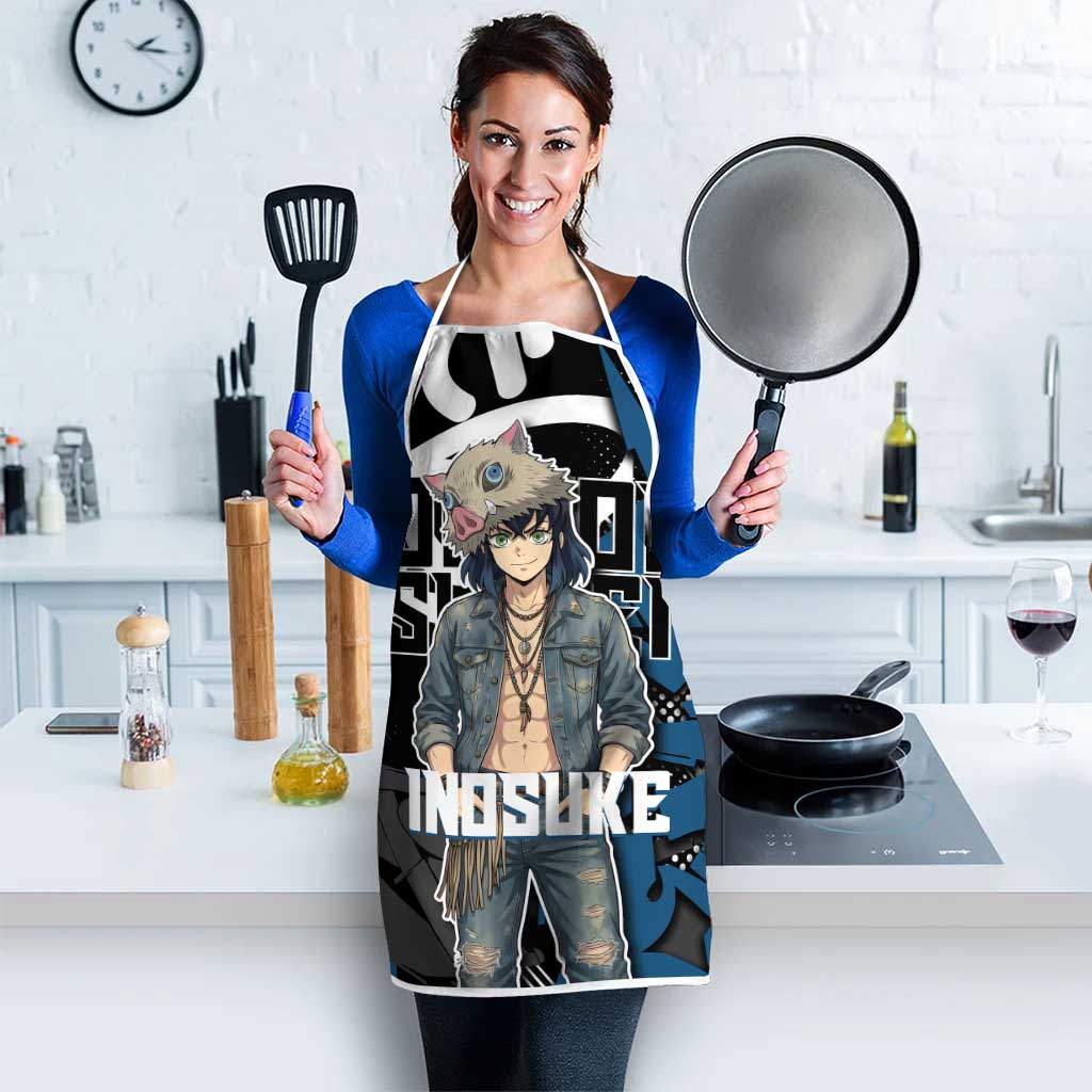 Hashibira Inosuke Demon Slayer Apron Blue & Black Graffiti Anime