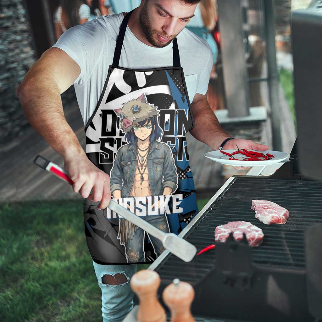 Hashibira Inosuke Demon Slayer Apron Blue & Black Graffiti Anime