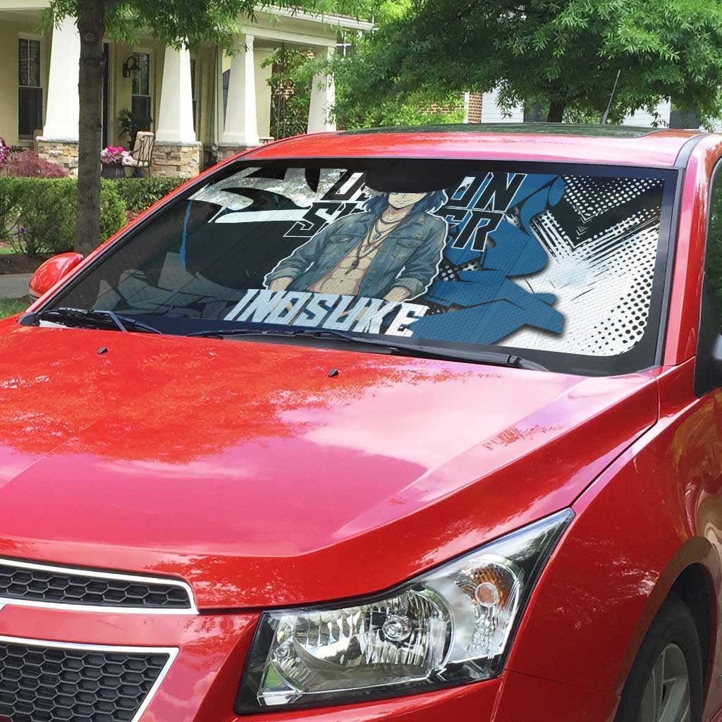 Hashibira Inosuke Demon Slayer Auto Sun Shade Blue & Black Graffiti Anime