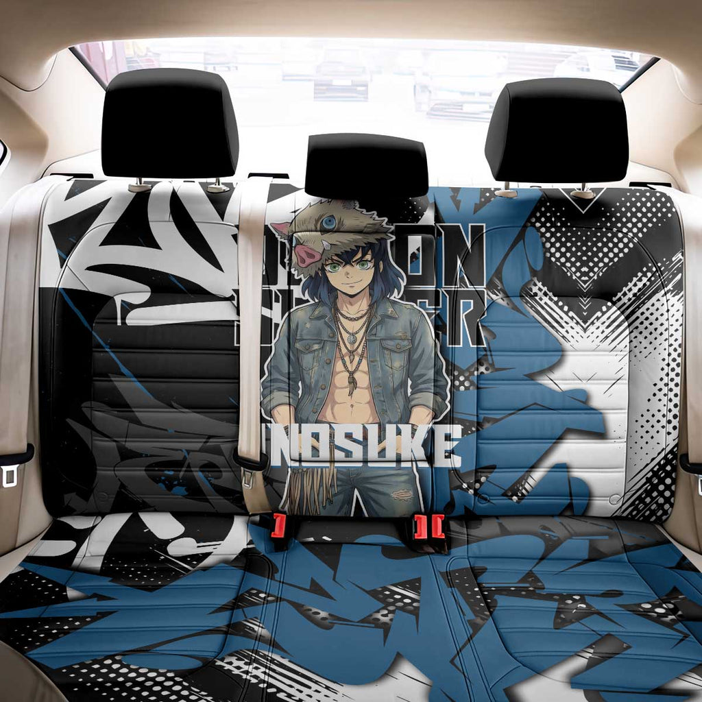 Hashibira Inosuke Demon Slayer Back Car Seat Cover Blue & Black Graffiti Anime