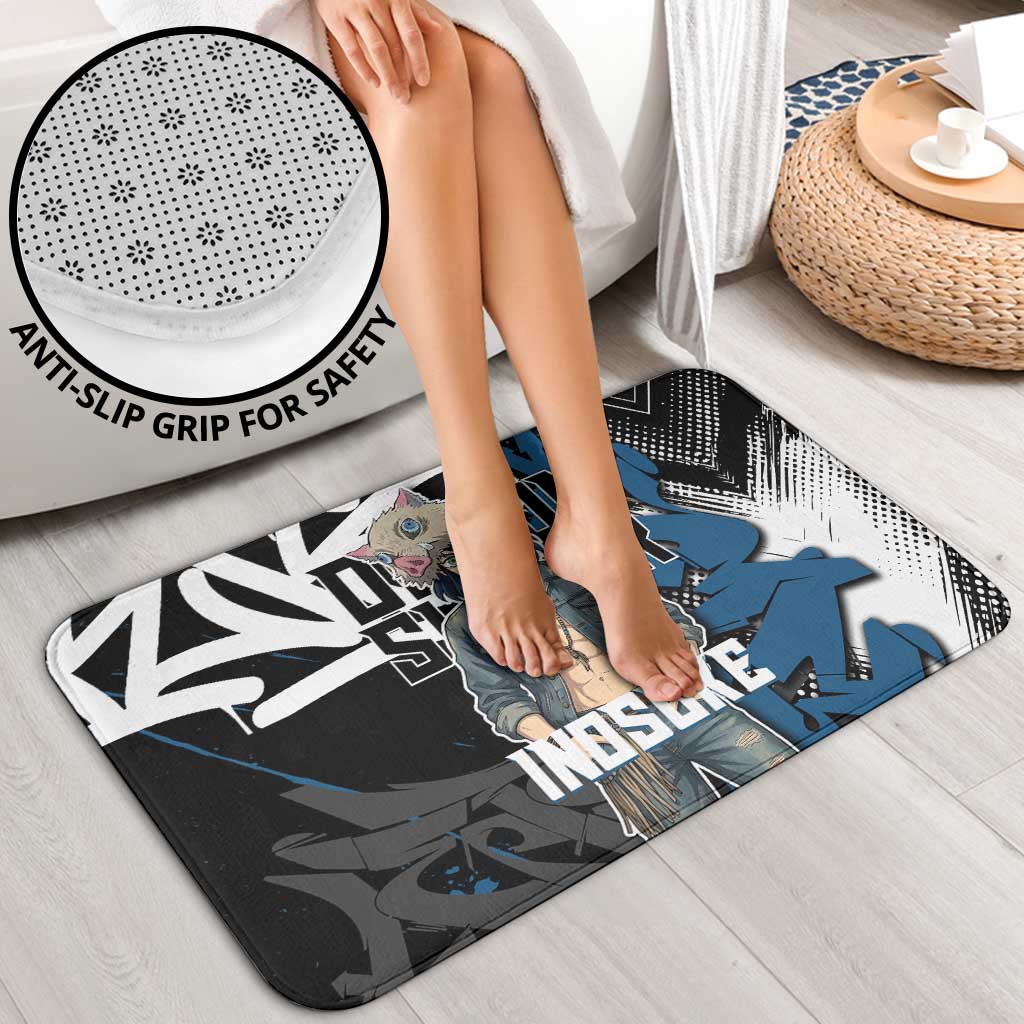 Hashibira Inosuke Demon Slayer Bathroom Set Blue & Black Graffiti Anime