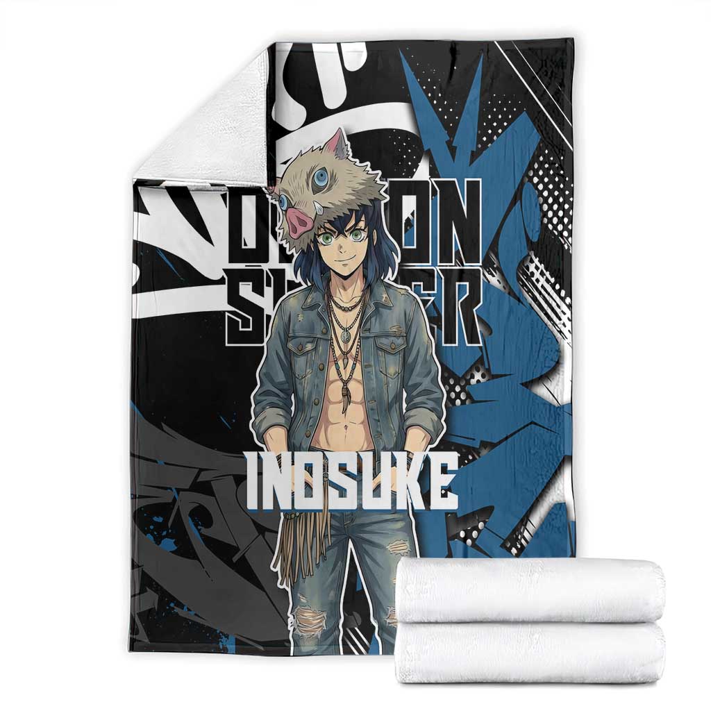 Hashibira Inosuke Demon Slayer Blanket Blue & Black Graffiti Anime