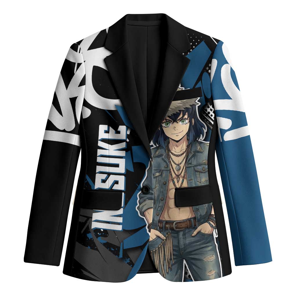 Hashibira Inosuke Demon Slayer Blazer Blue & Black Graffiti Anime